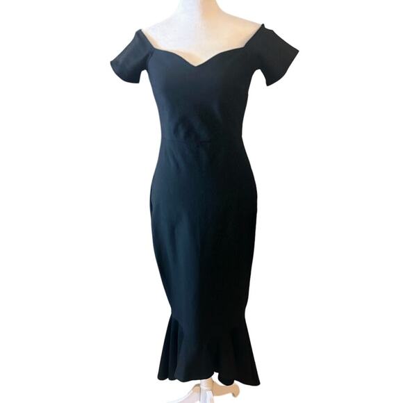Lulus How Much I Care Black Off The Shoulder Midi Dress Size Small NWOT - Picture 1 of 10